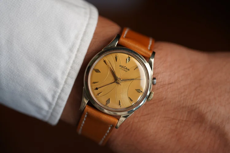 Vulcain Cricket Guilloche Dial Reference 305005 Gold Plated